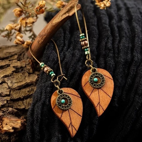 Jewelry - 🍃 BOHO Leaf Nature Beaded Ethnic Earrings 🍃